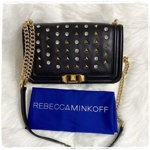 Rebecca Minkoff Crystal Studded Love Crossbody Bag
